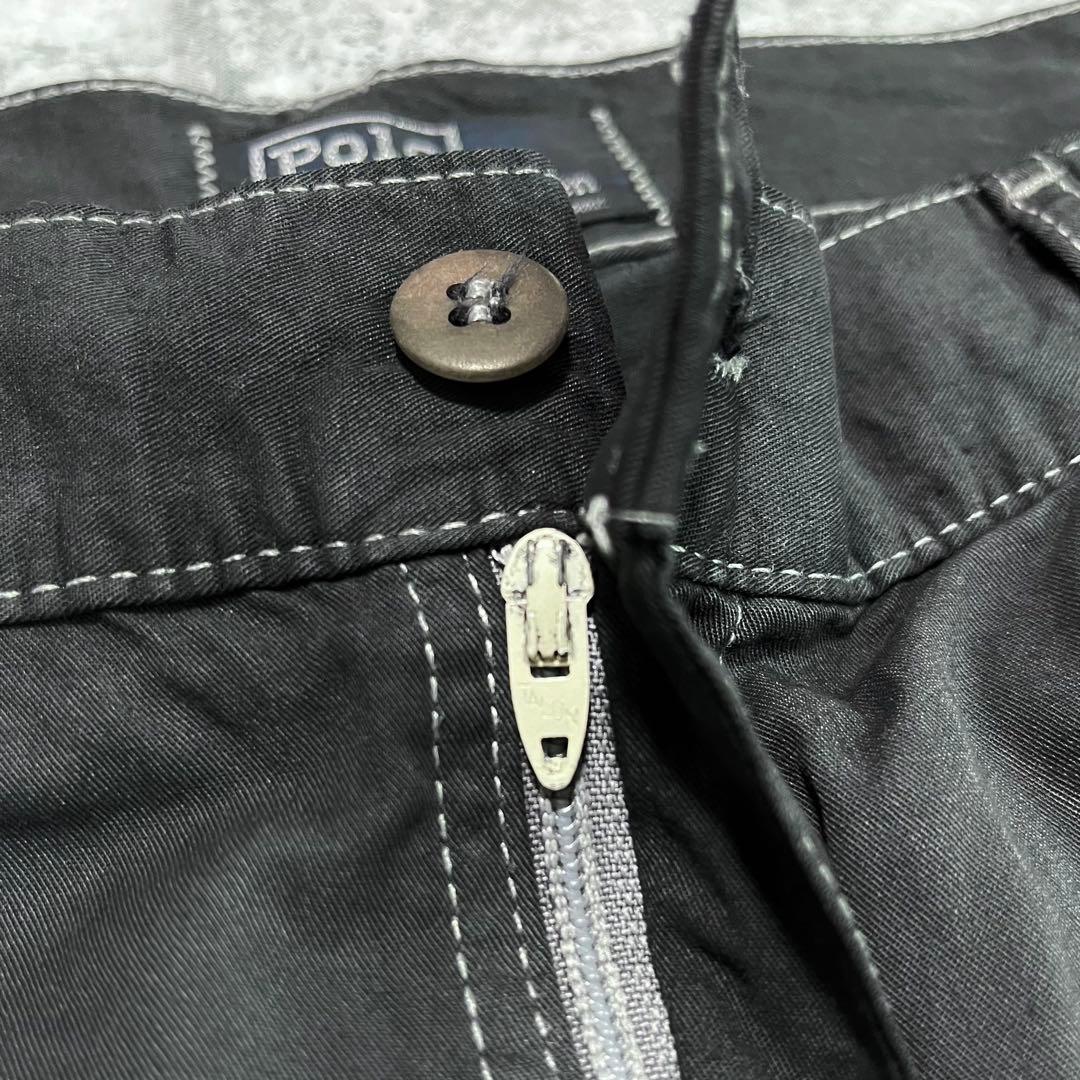 80s POLOラルフローレン ポロチノ 旧タグ USA製 タック ブラック後染