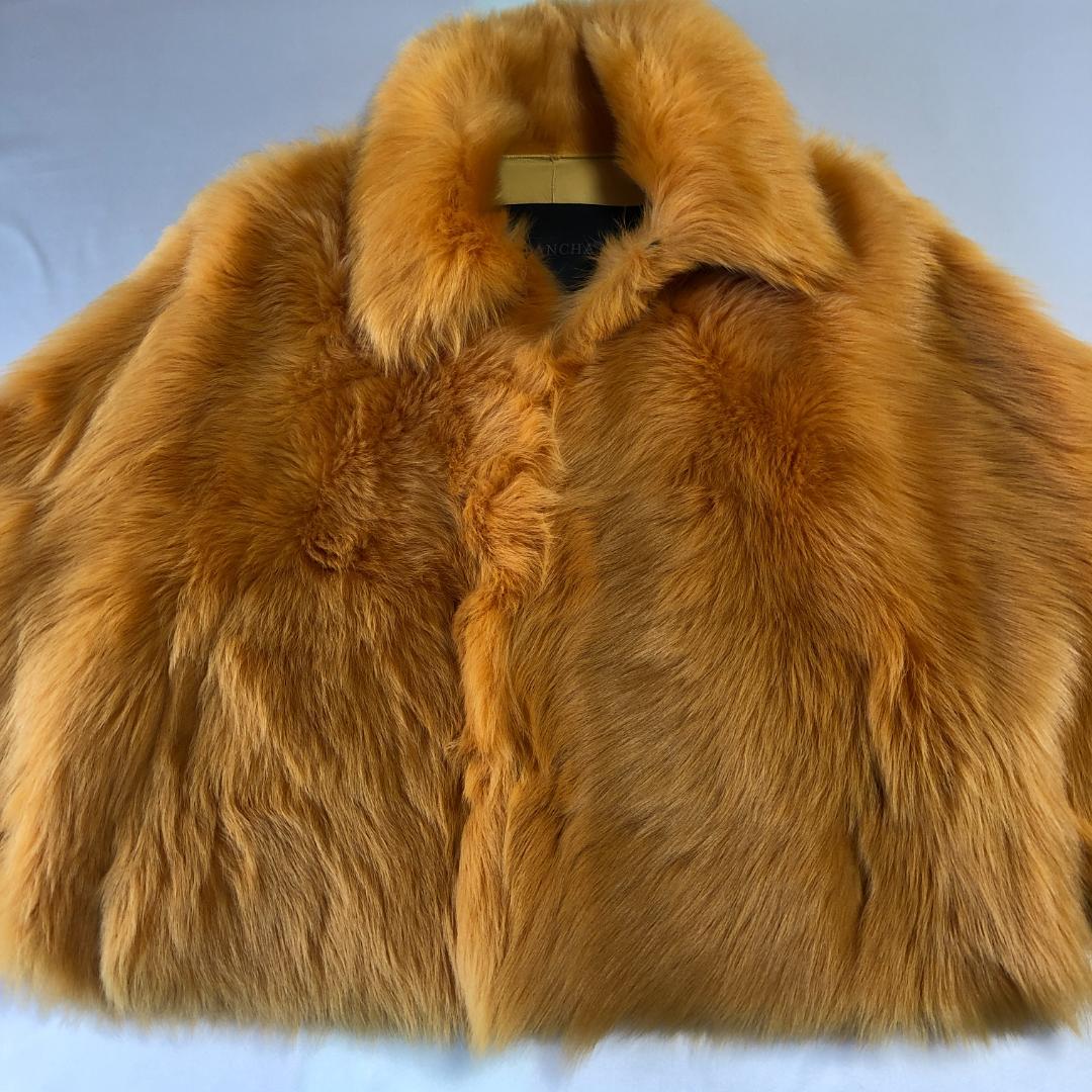 美品　イタリア製　ブランカ　羊革　毛皮　トスカーナムートン　黄色系　ショート