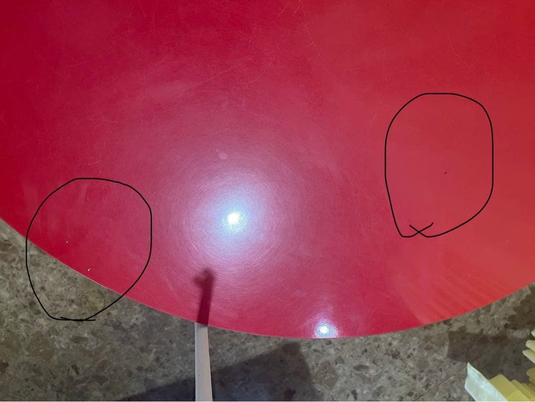 赤色アメリカンレトロ丸型ダイニングテーブルused美品91×91×72cm錆あり