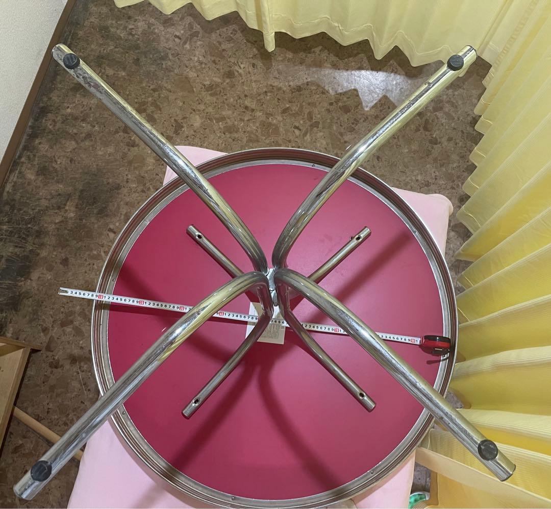 赤色アメリカンレトロ丸型ダイニングテーブルused美品91×91×72cm錆あり