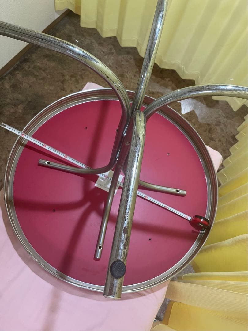 赤色アメリカンレトロ丸型ダイニングテーブルused美品91×91×72cm錆あり