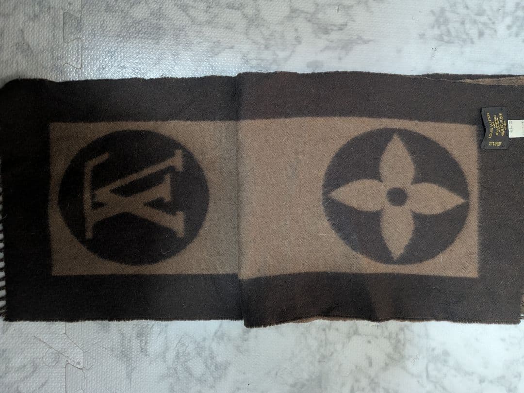 【査定済】ルイヴィトン マフラー モノグラム エシャルプ ウール アンゴラ 茶