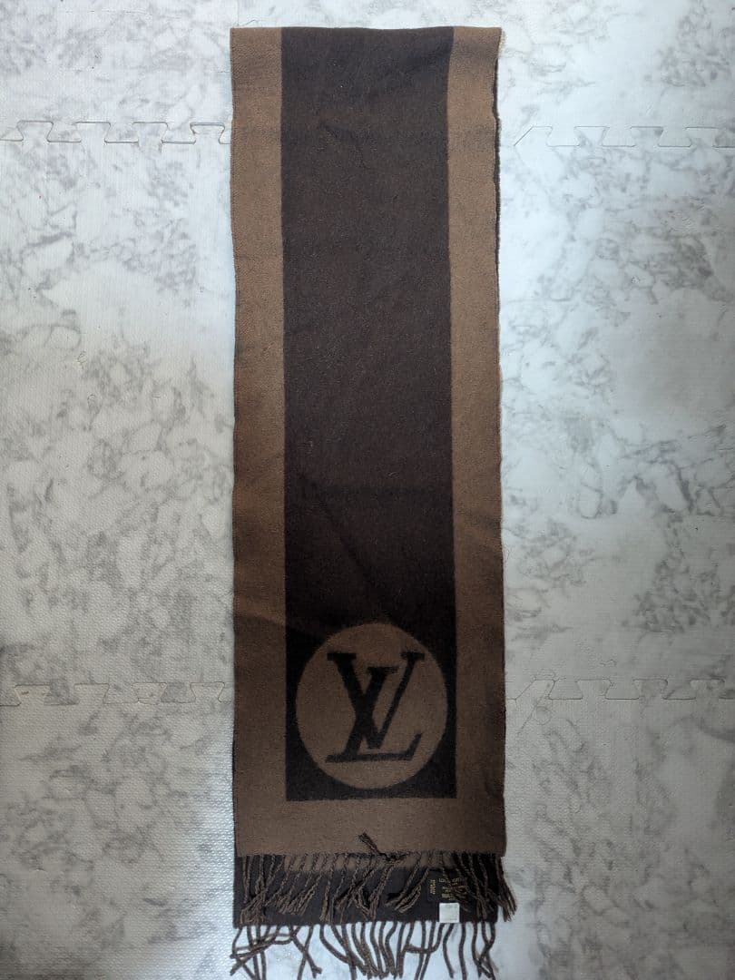 【査定済】ルイヴィトン マフラー モノグラム エシャルプ ウール アンゴラ 茶