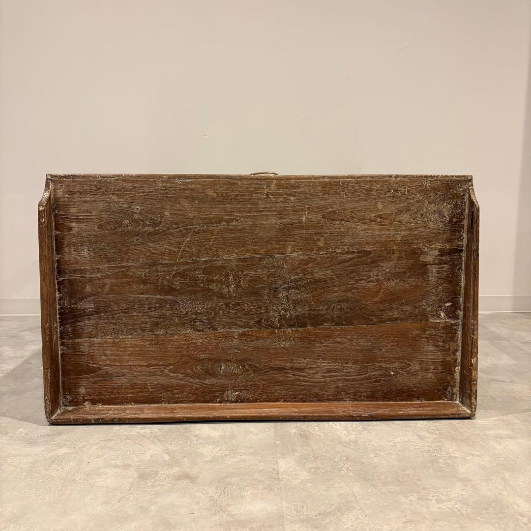 木製作業机 引き出しアンティーク デスク 昭和レトロ　シャビー　ホワイトワックス