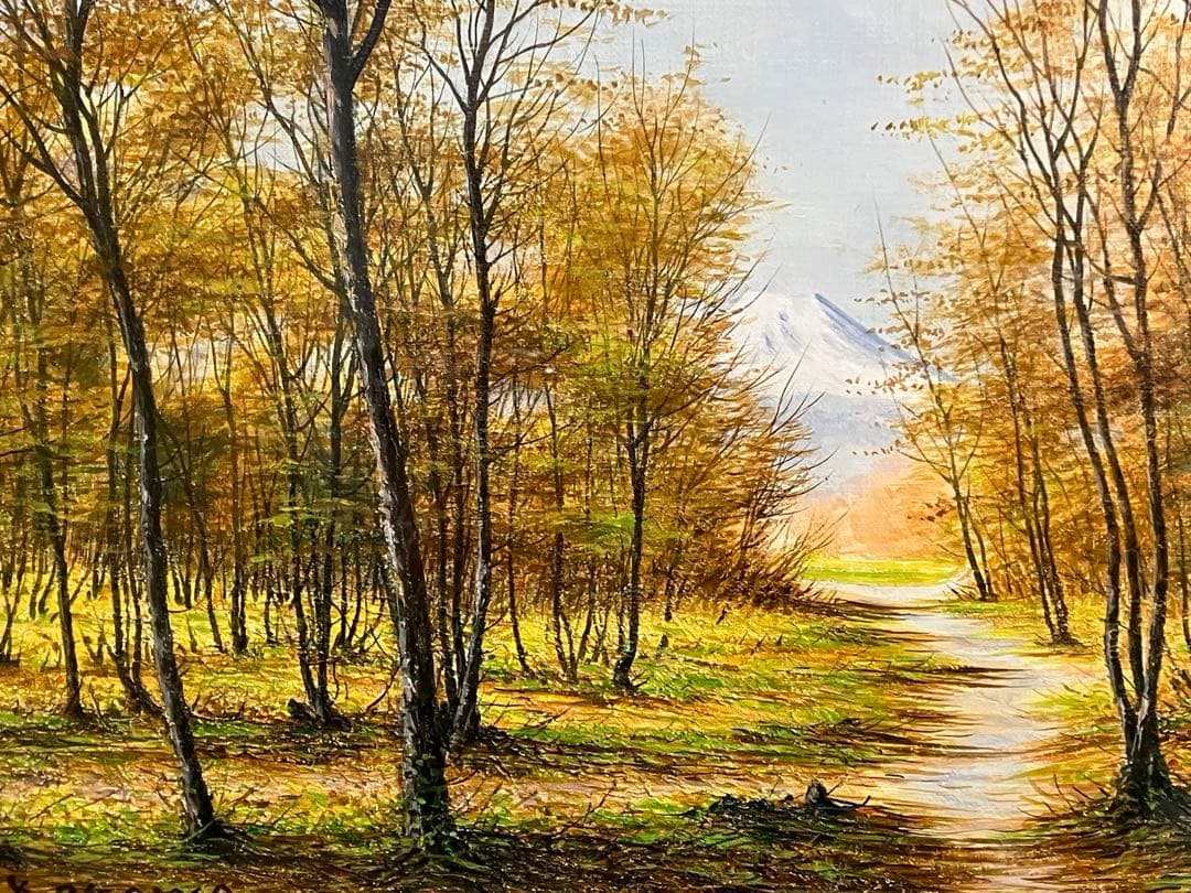 小川馨生「富士望遠」 4号 油彩 油絵 絵画 風景画 富士山 木製額縁