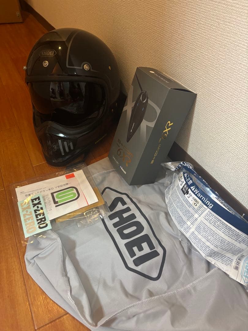 SHOEI EX-ZERO ヘルメット ブラック B＋comインカム付き