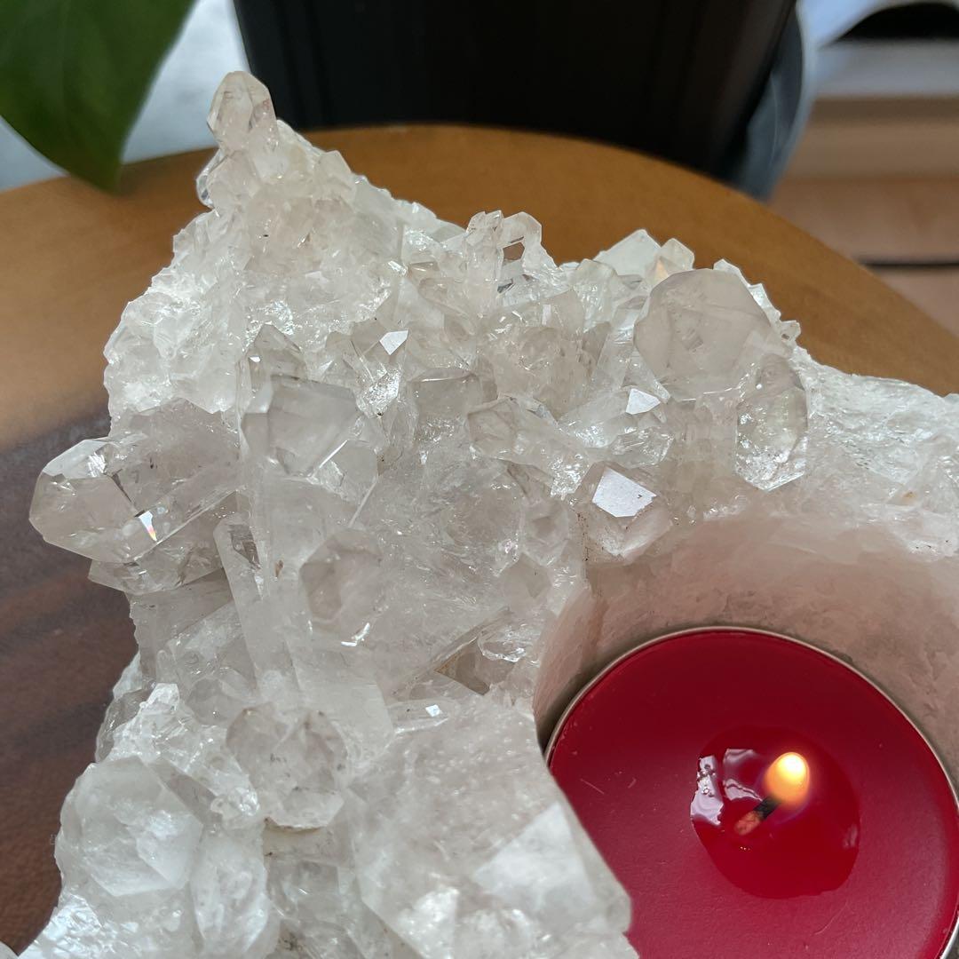 水晶 クラスター キャンドルホルダー 天然石 原石 パワーストーン