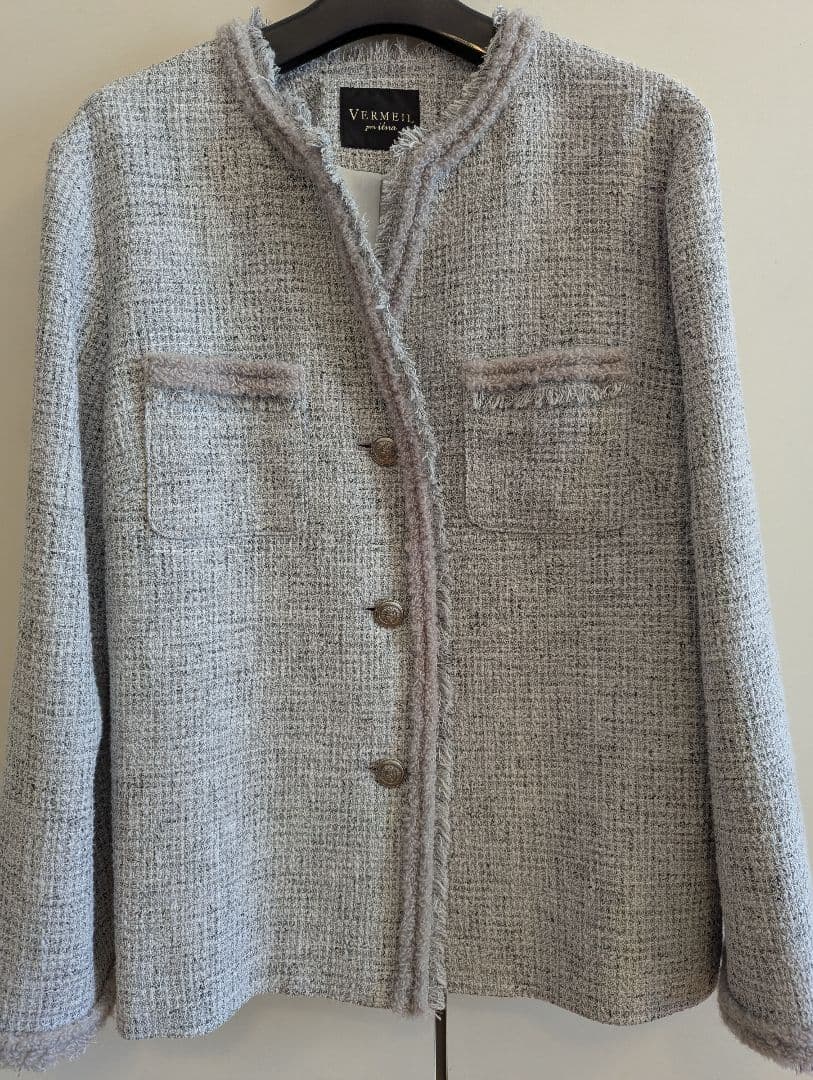 ヴェルメイユパーイエナ★ ブッチャーツイードフリンジジャケット