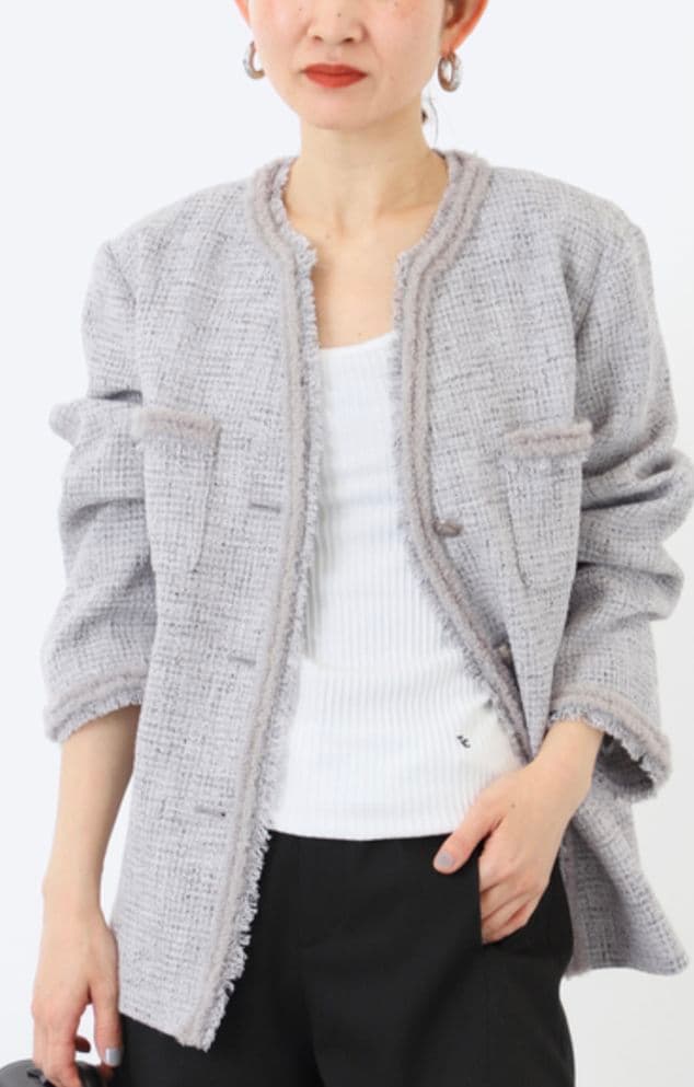 ヴェルメイユパーイエナ★ ブッチャーツイードフリンジジャケット