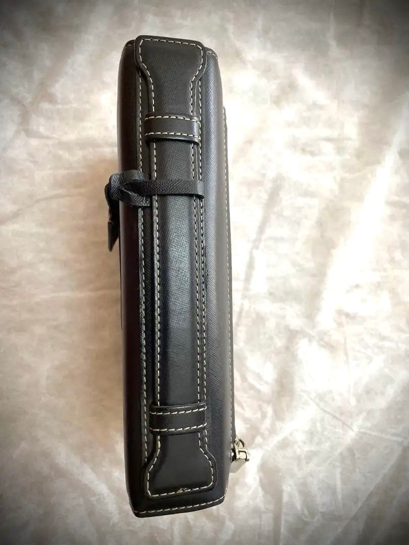 VERSACE ブラック レザー セカンドバッグ