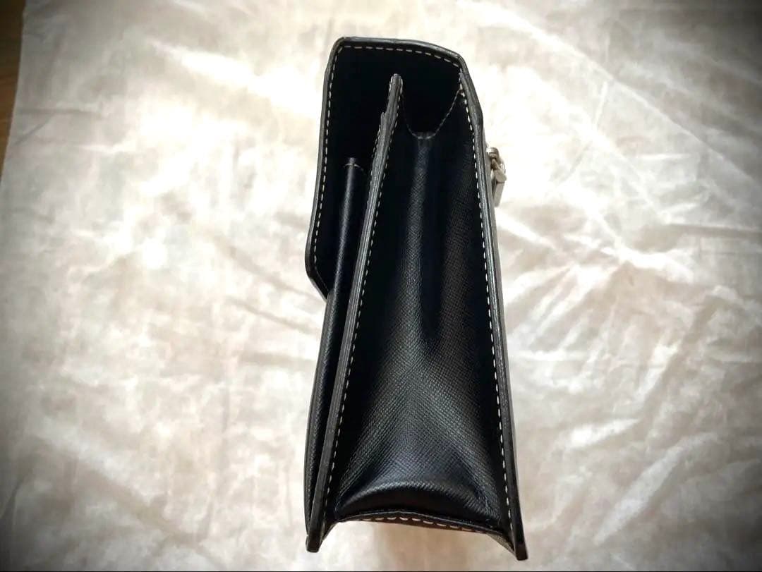 VERSACE ブラック レザー セカンドバッグ