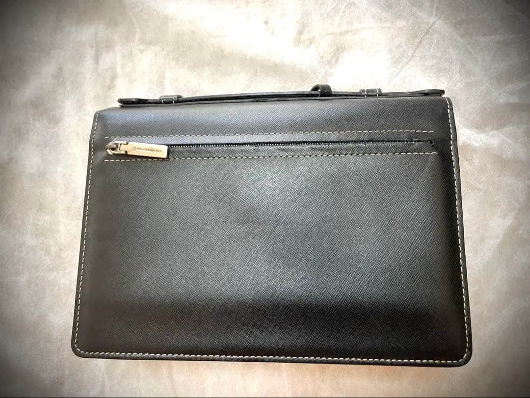 VERSACE ブラック レザー セカンドバッグ