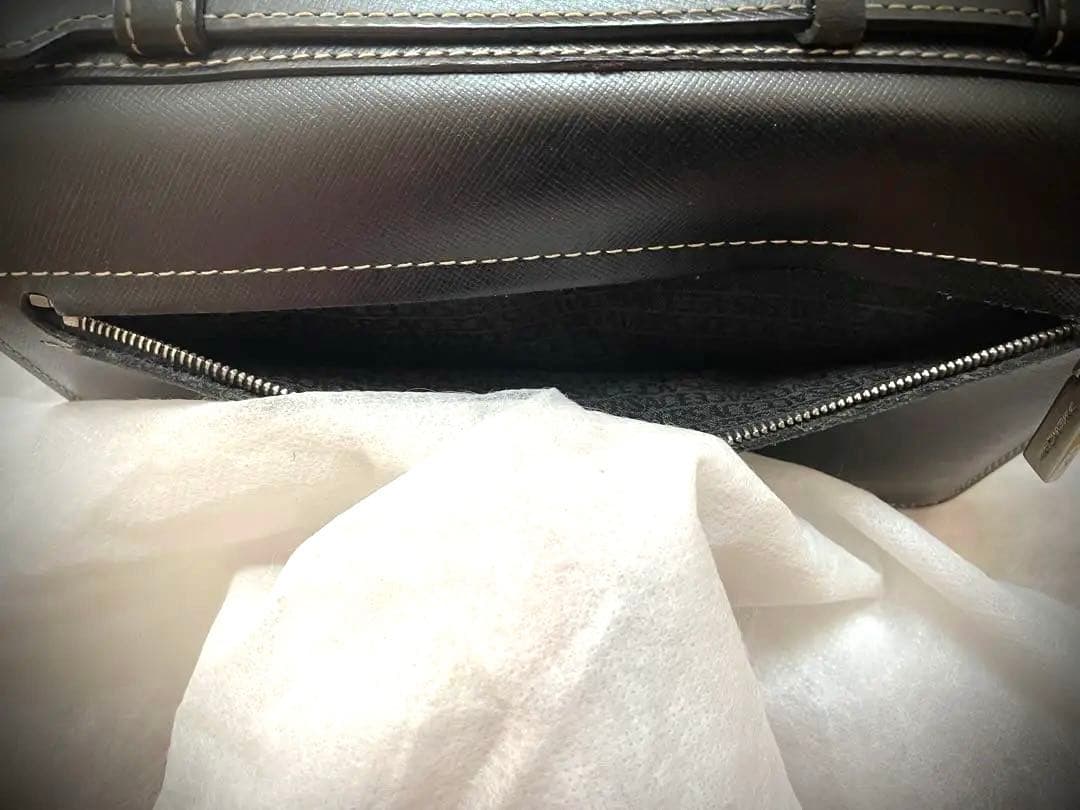 VERSACE ブラック レザー セカンドバッグ