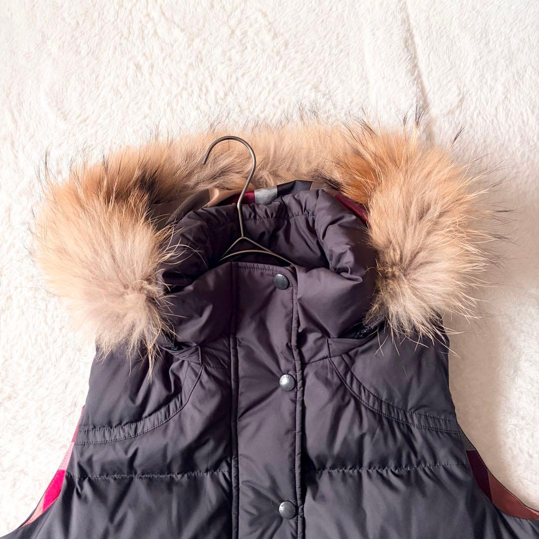 6150 美品✨ ブルーレーベルクレストブリッジ ダウンベスト チェック ファー