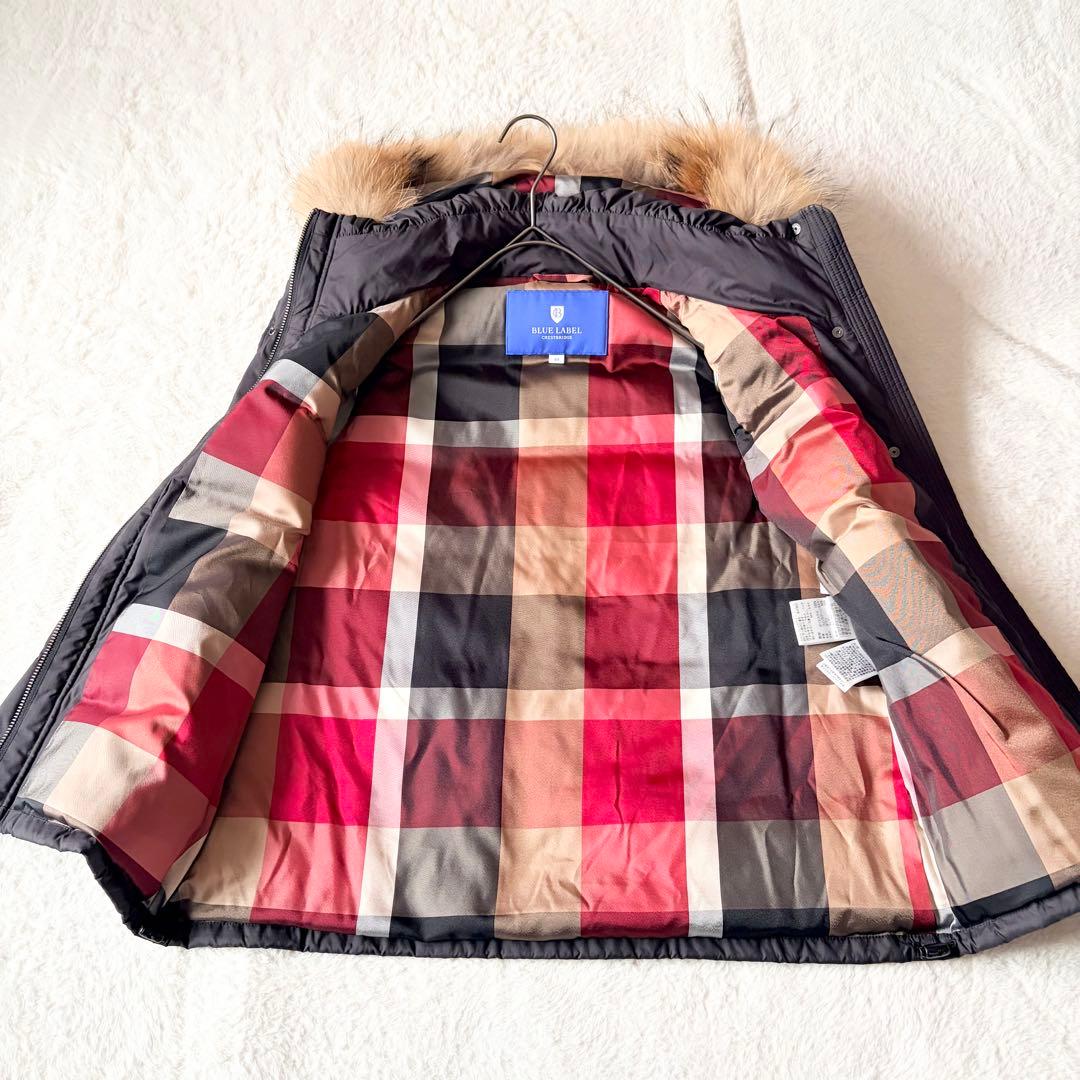 6150 美品✨ ブルーレーベルクレストブリッジ ダウンベスト チェック ファー