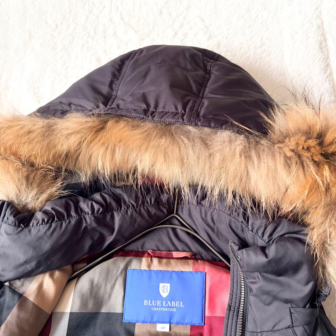 6150 美品✨ ブルーレーベルクレストブリッジ ダウンベスト チェック ファー