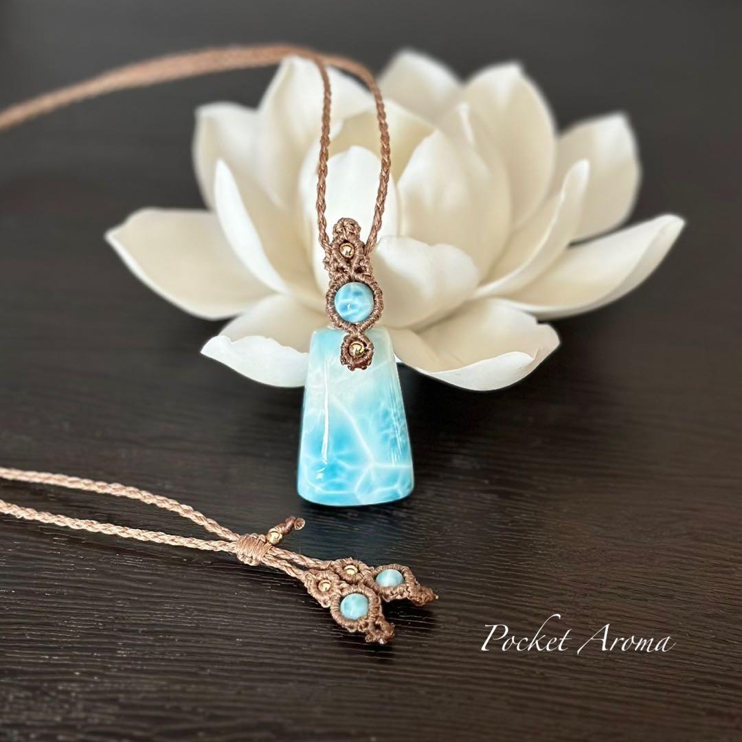 『精玲』高品質ラリマーのマクラメペンダントネックレス