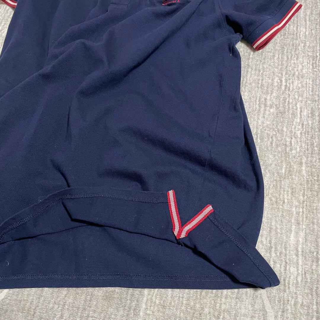 BALLY バリー ロゴ刺繍 ポロシャツ ネイビー M ルーマニア製