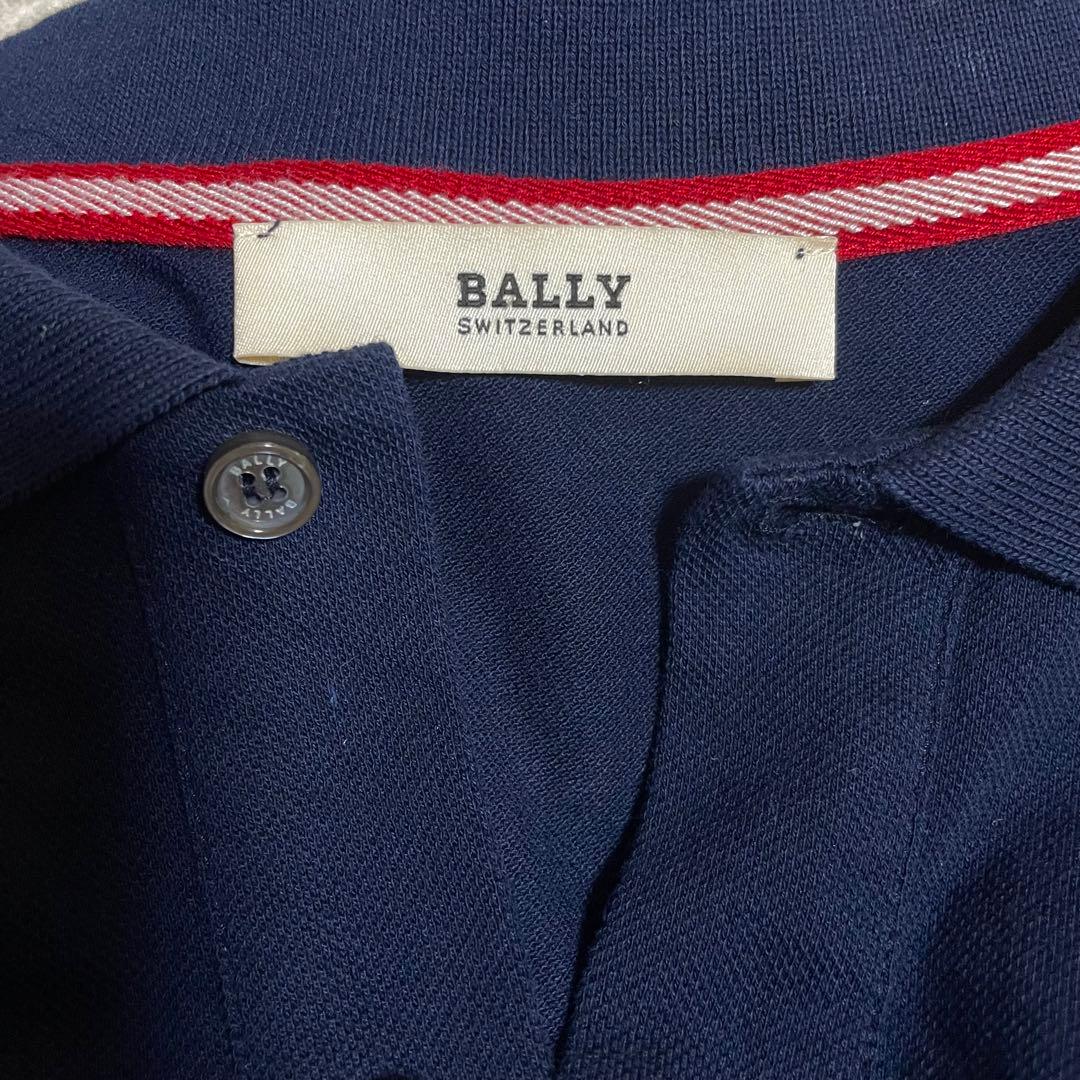 BALLY バリー ロゴ刺繍 ポロシャツ ネイビー M ルーマニア製