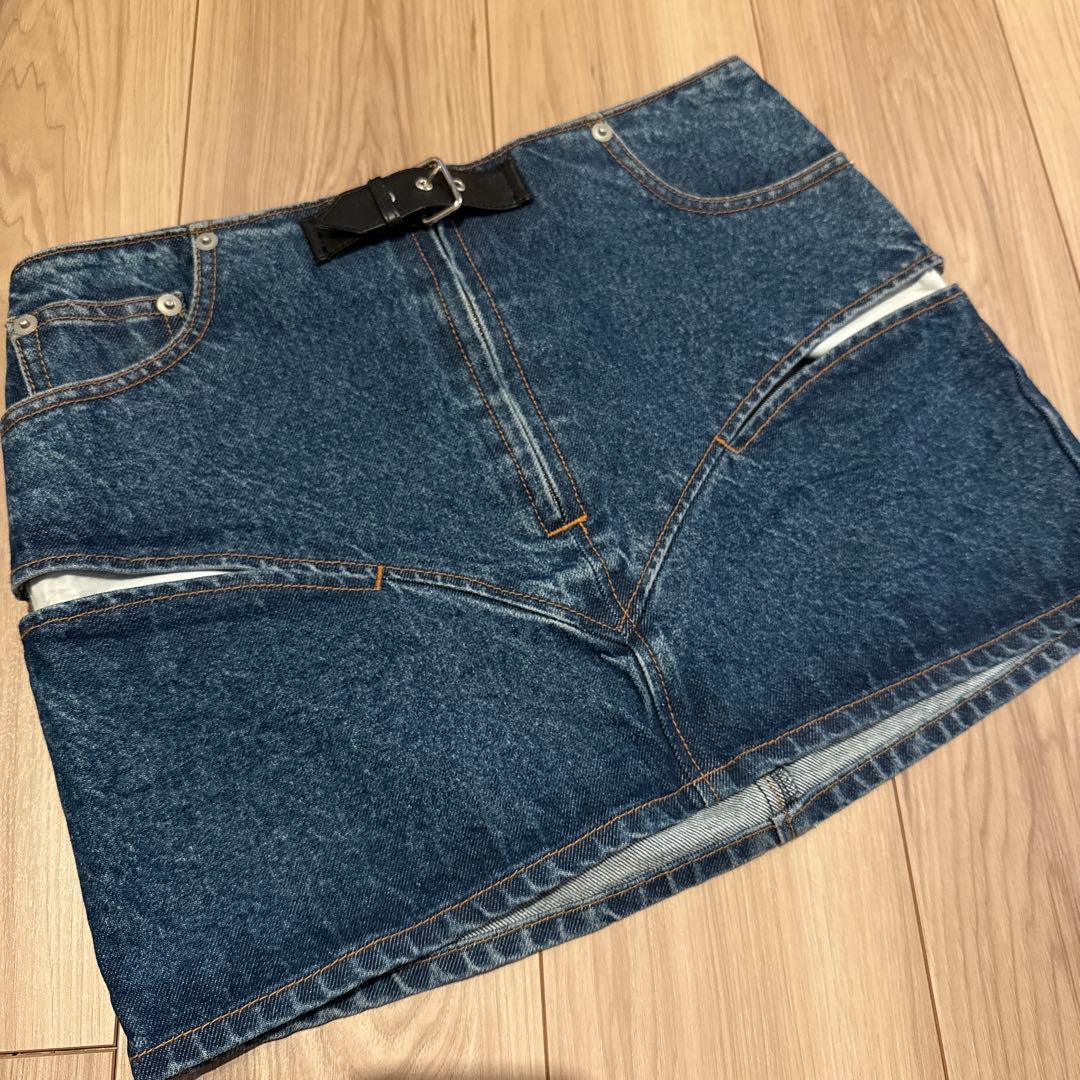 スカート FETICO CUT-OUT DENIM MINI SKIRT