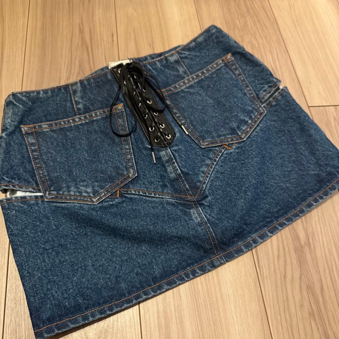 スカート FETICO CUT-OUT DENIM MINI SKIRT