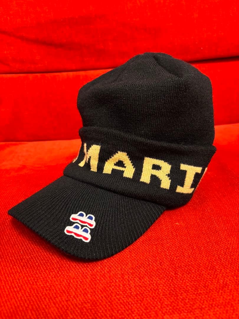 未使用 ムータマリン ブラックニット帽 つば付き