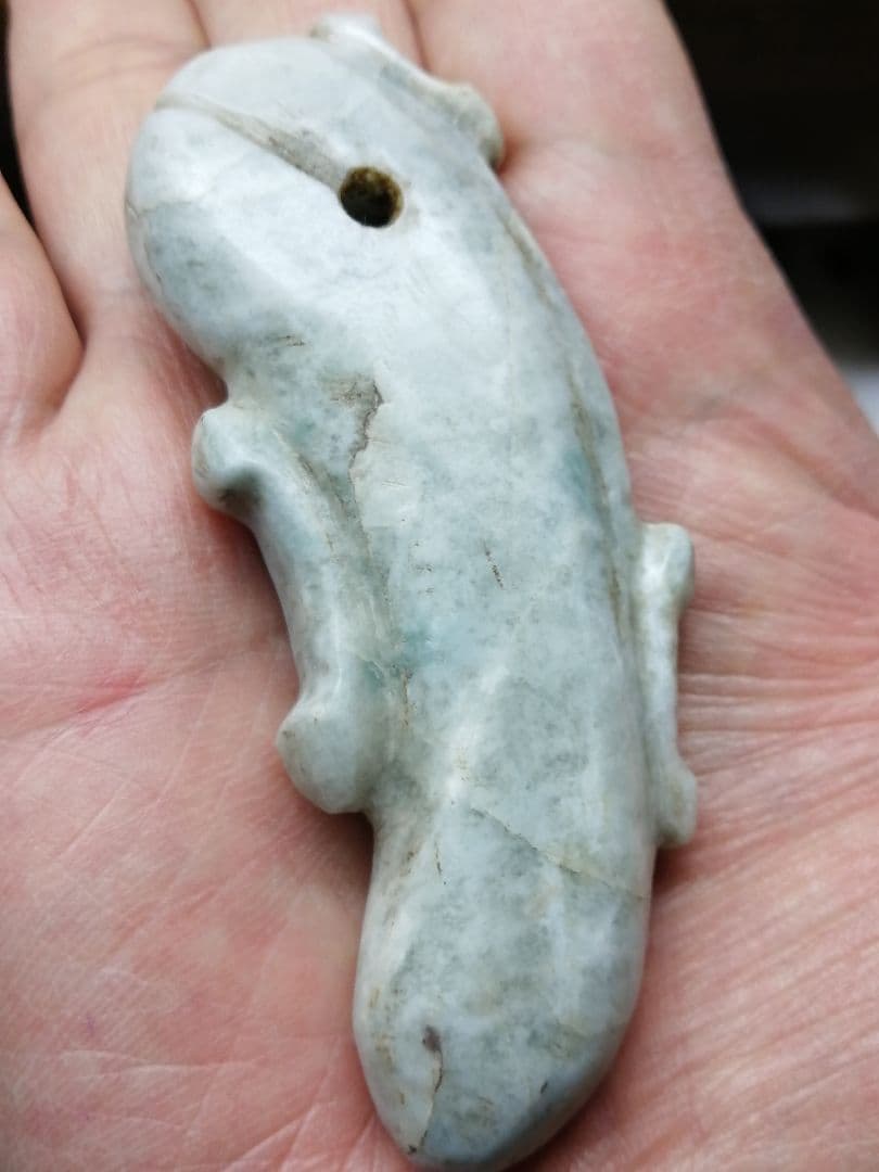 【竹田城】古墳期『糸魚川翡翠勾玉』出土品　超特大勾玉　9.0cm子持勾玉