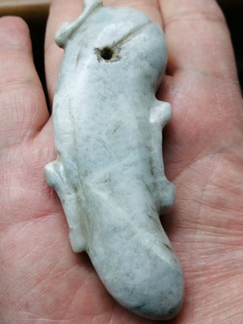 【竹田城】古墳期『糸魚川翡翠勾玉』出土品　超特大勾玉　9.0cm子持勾玉