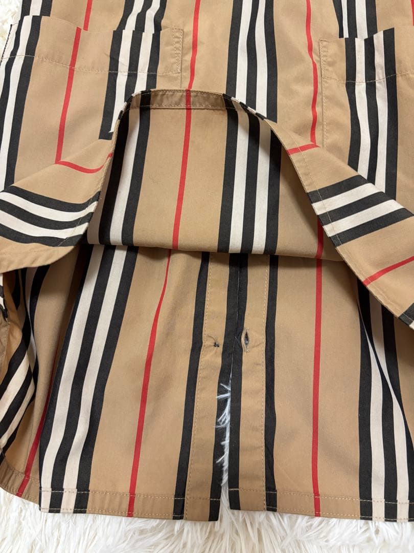 バーバリー　4y104cm アイコンストライプ長袖ワンピース