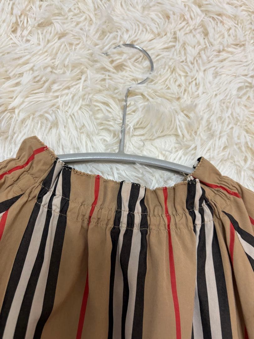 バーバリー　4y104cm アイコンストライプ長袖ワンピース