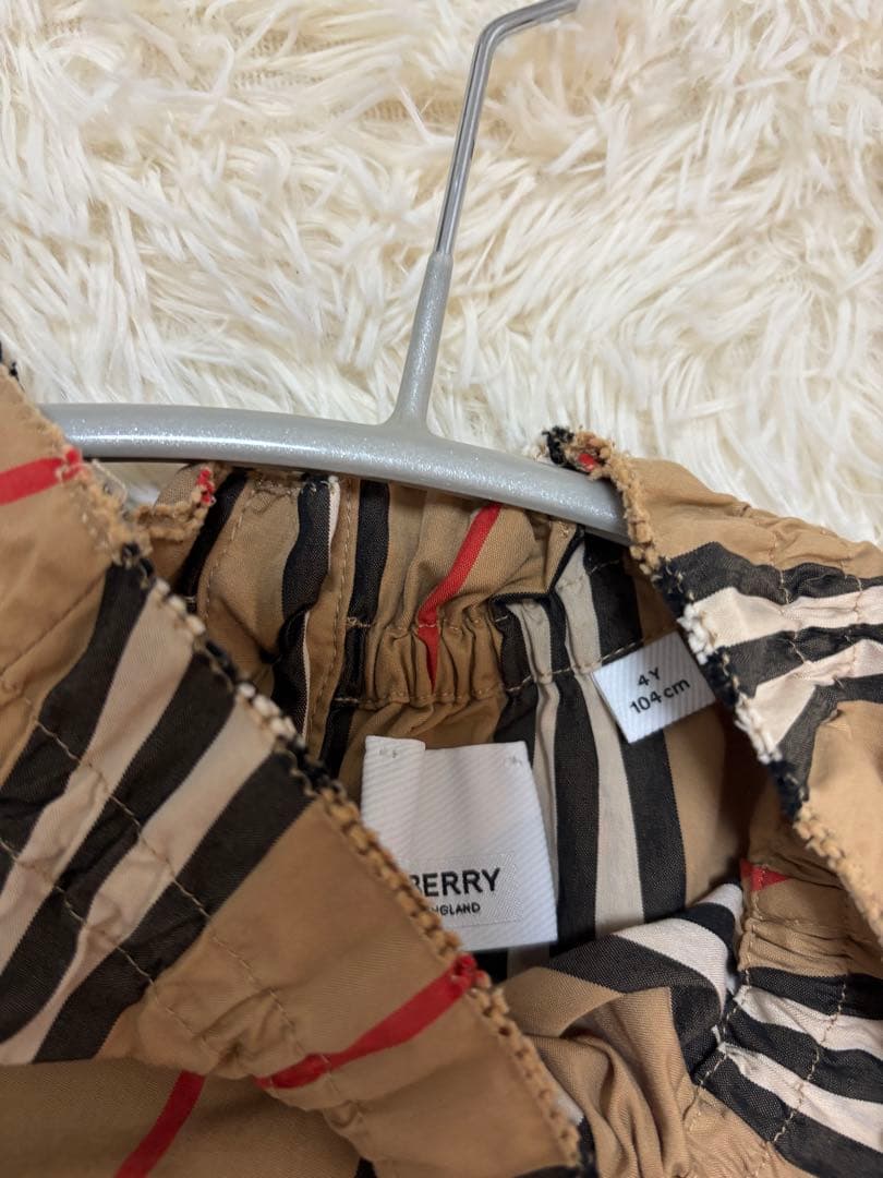 バーバリー　4y104cm アイコンストライプ長袖ワンピース