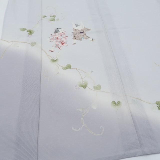 夏着物 正絹 絽“お顔にこやか、ルンルンの童子とあなた♪”訪問着 N-33