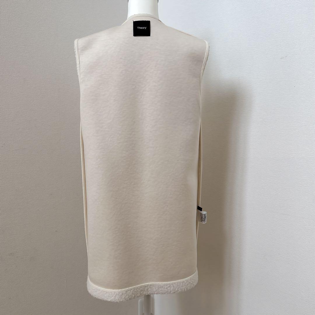 theory セオリー　アイボリー ボア風 ジップアップベスト　ジレ S 9号
