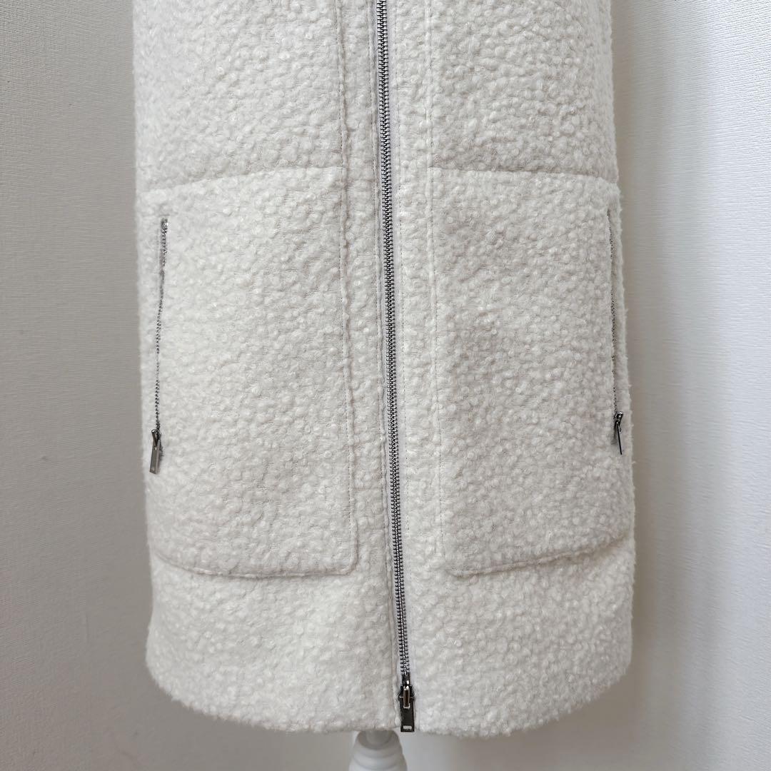 theory セオリー　アイボリー ボア風 ジップアップベスト　ジレ S 9号