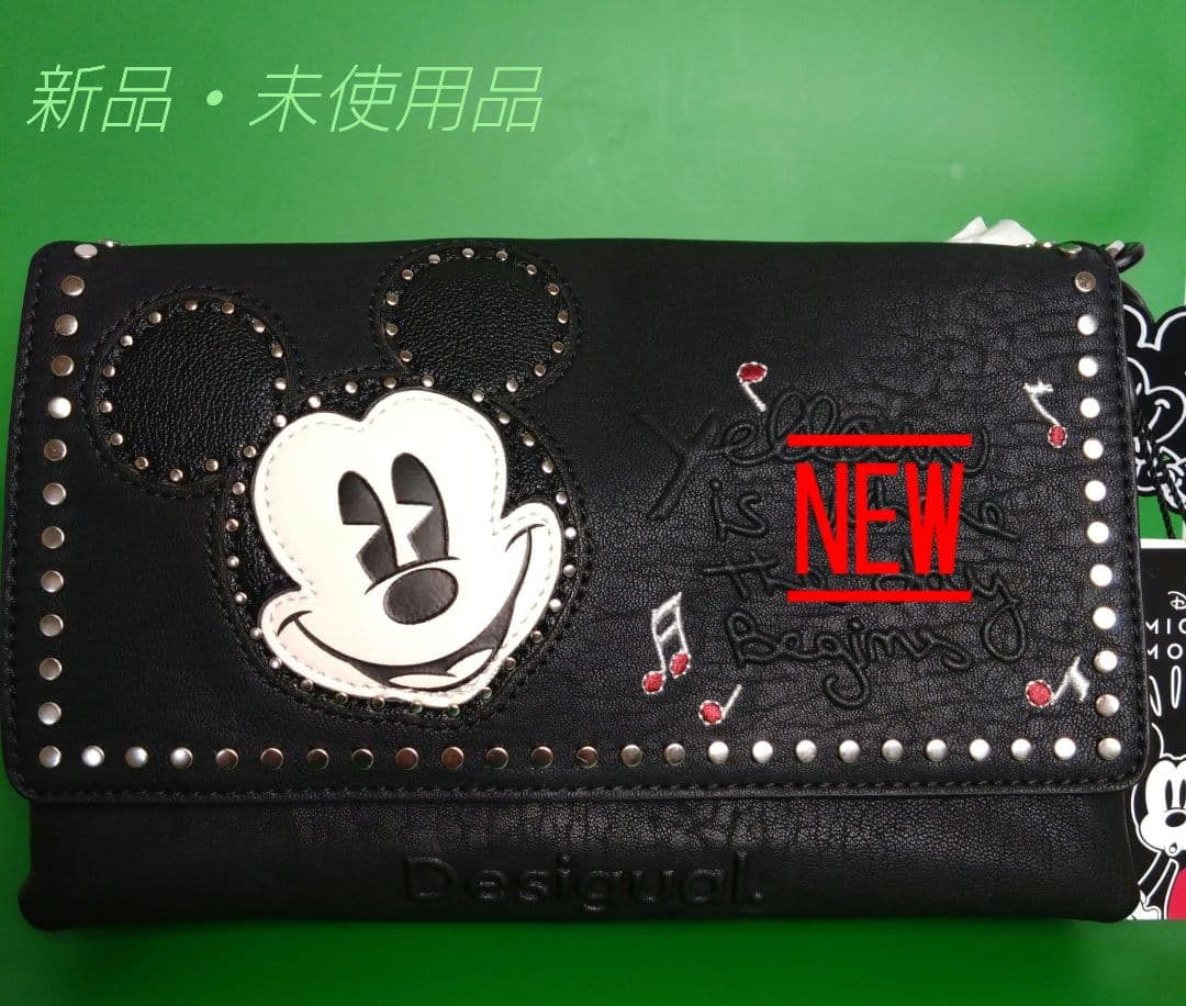 ♦Desigual♦　ミッキーデザイン・レザー調ミドルクロスボディバック　ＢＫ