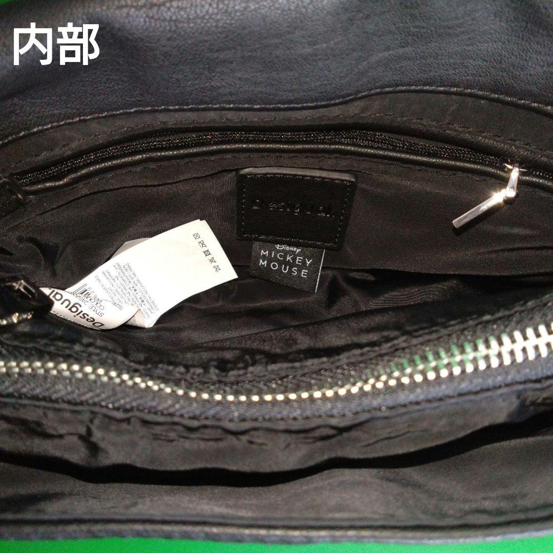 ♦Desigual♦　ミッキーデザイン・レザー調ミドルクロスボディバック　ＢＫ