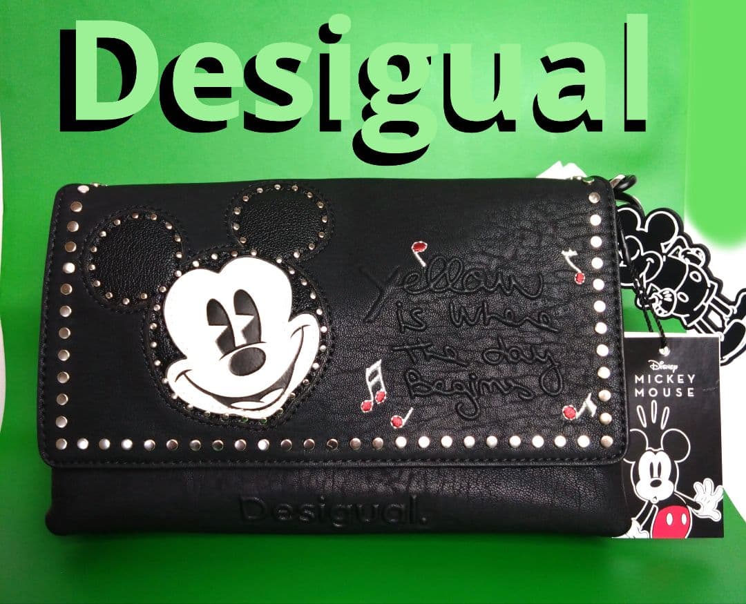 ♦Desigual♦　ミッキーデザイン・レザー調ミドルクロスボディバック　ＢＫ