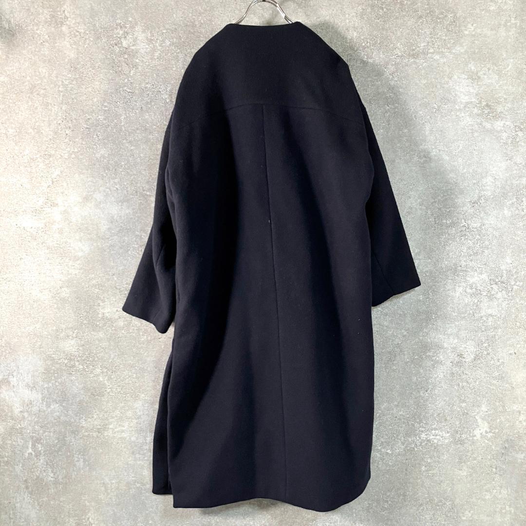 DEUXIEME CLASSE　ウールコート　ロング丈　長袖　ネイビー　無地