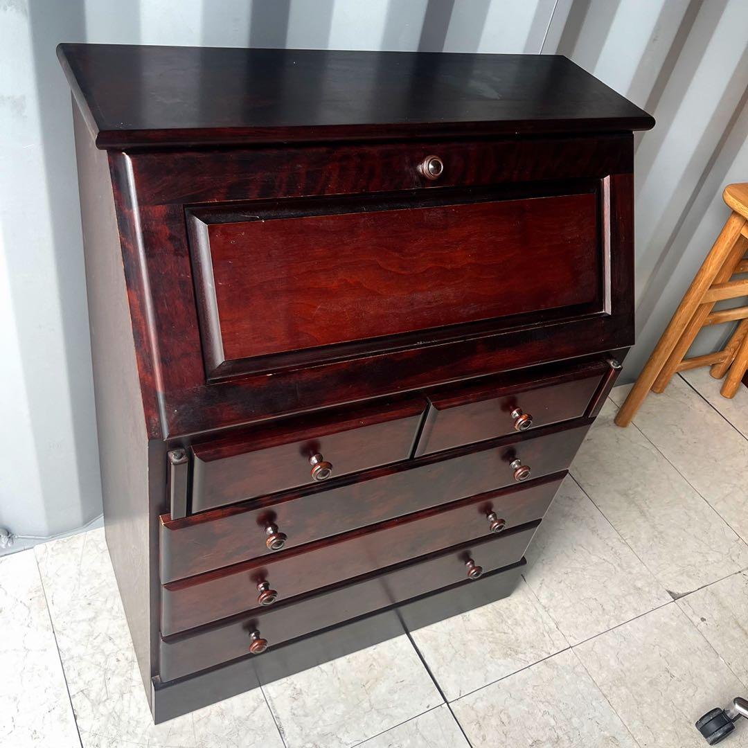 取付無料！えぞ民芸家具 天然木おしゃれアンティークライティングビューロー✨