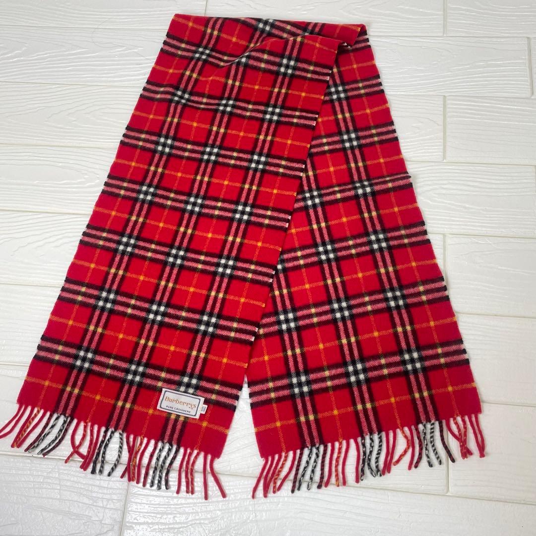 Burberrys カシミア100％ マフラー ノバチェック　レッド