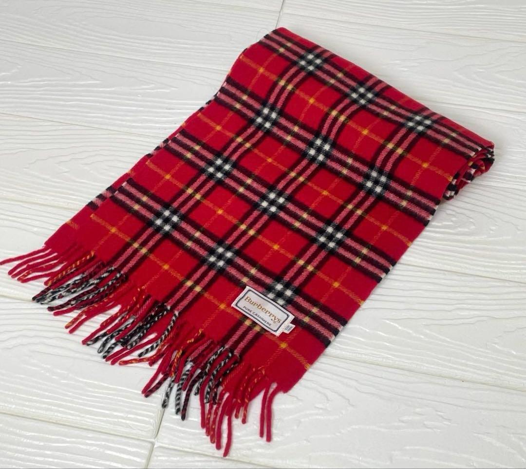 Burberrys カシミア100％ マフラー ノバチェック　レッド