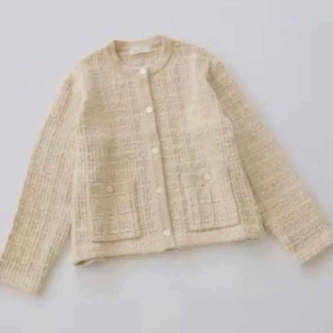 美品✨北欧、暮らしの道具店 「カジュアルも、きちんとも」ツイードニットジャケット