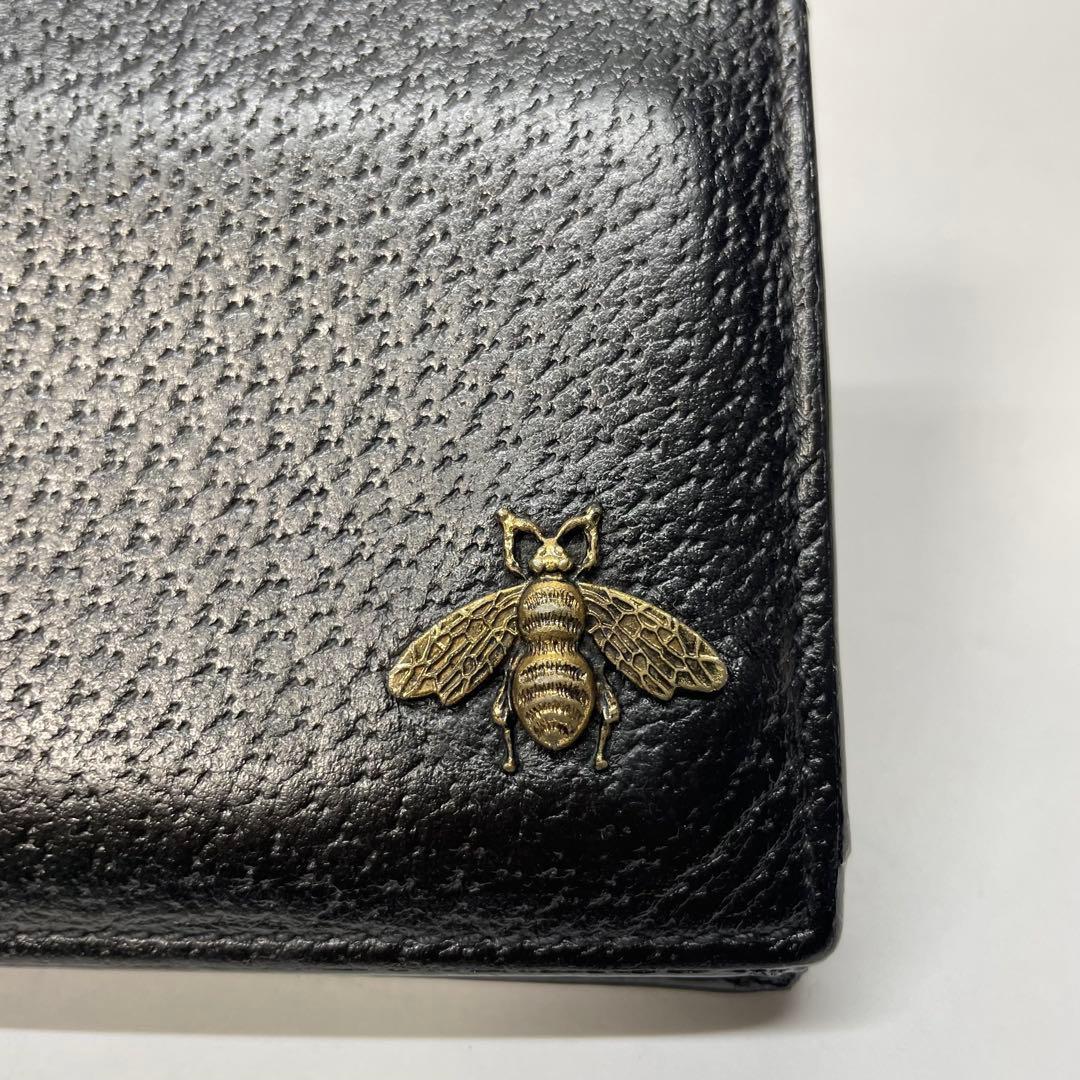 3010 GUCCI グッチ 二つ折り財布 ブラック アニマリエ ビー レザー
