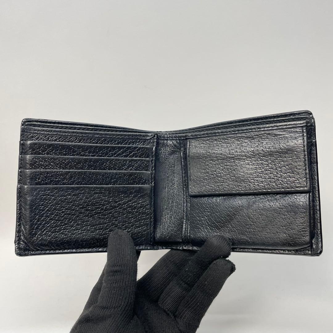 3010 GUCCI グッチ 二つ折り財布 ブラック アニマリエ ビー レザー