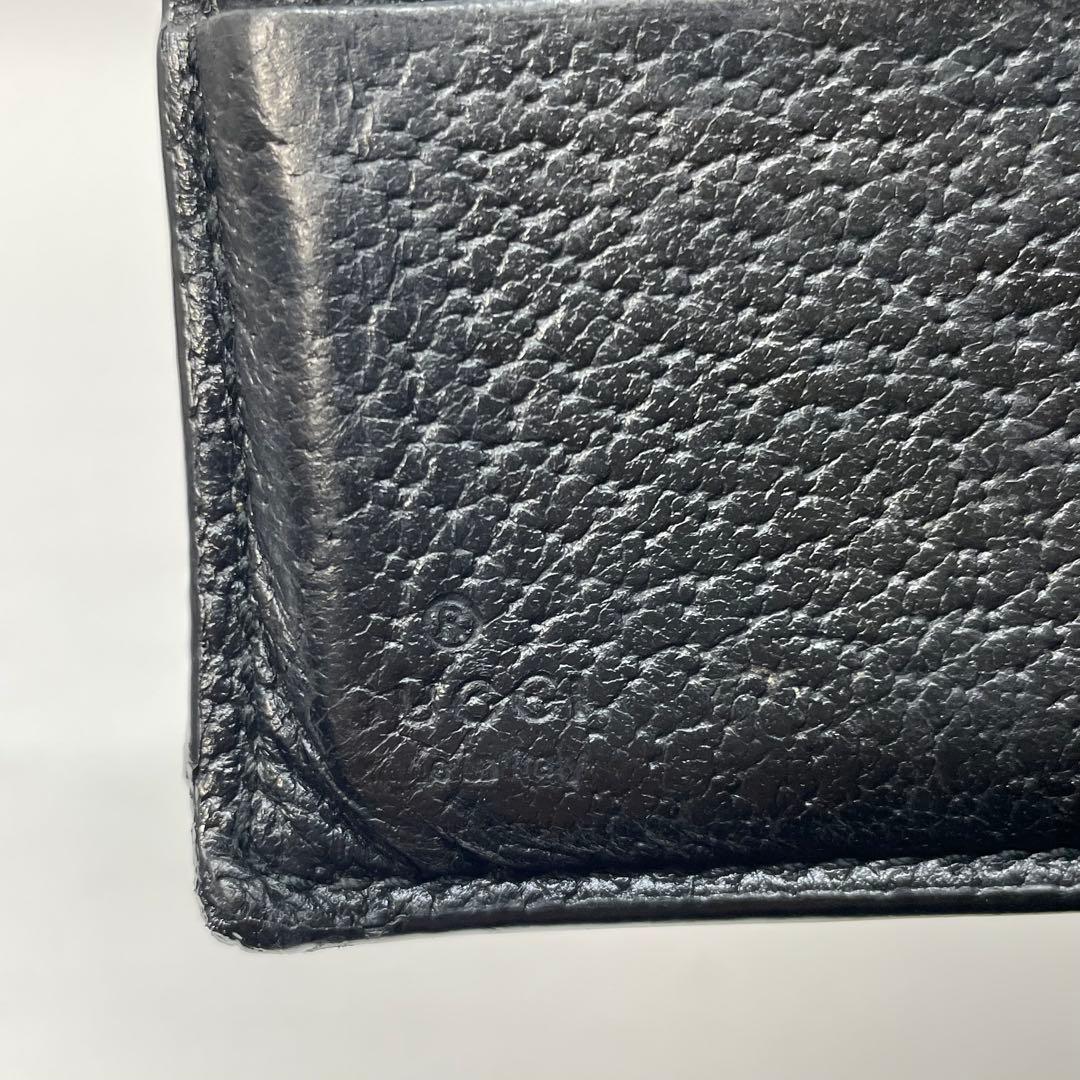 3010 GUCCI グッチ 二つ折り財布 ブラック アニマリエ ビー レザー