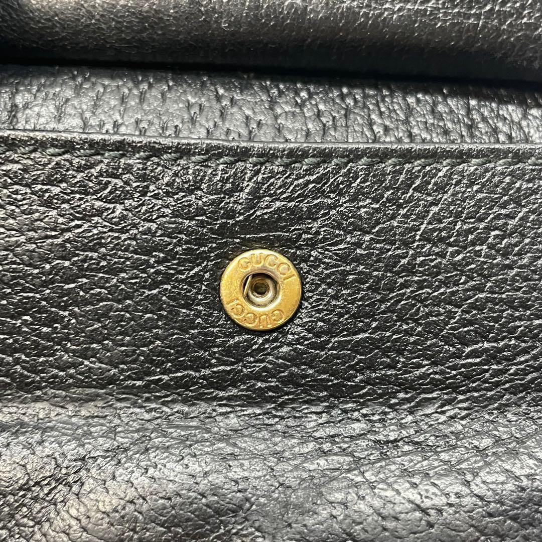 3010 GUCCI グッチ 二つ折り財布 ブラック アニマリエ ビー レザー