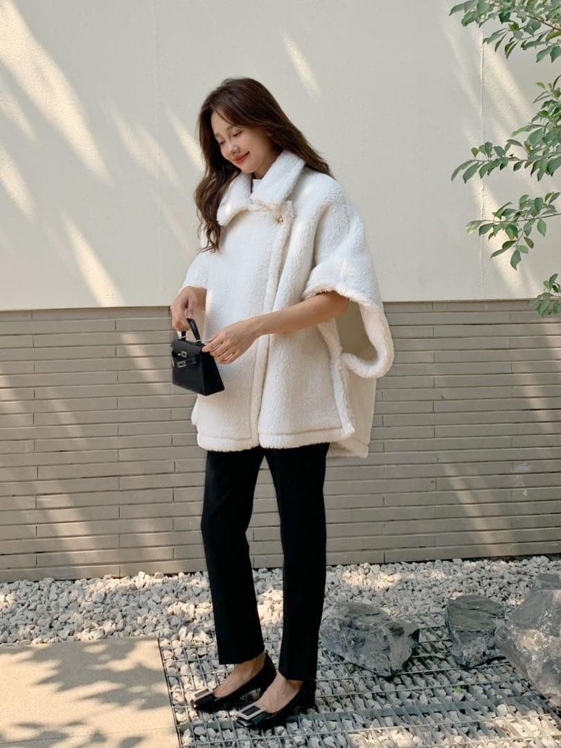 birthdaybashボアコートホワイトポンチョ