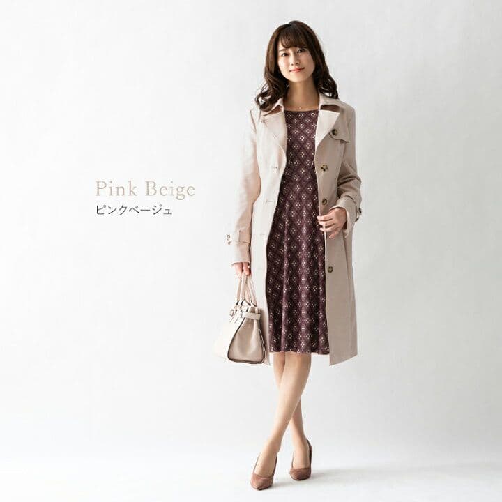 ミミグラント　シングルトレンチコート　M ピンクベージュ　インナー付き