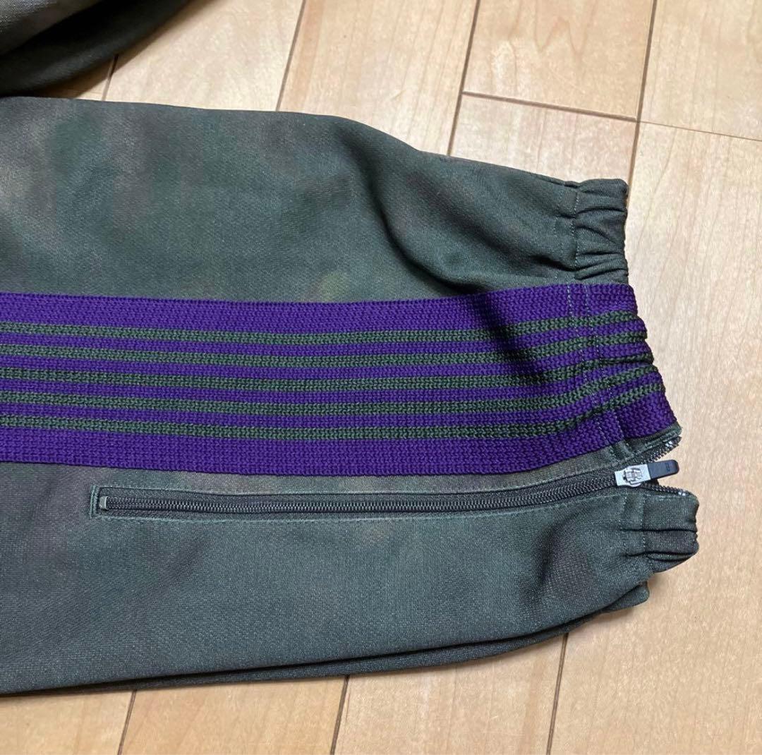 美品　needles トラックパンツ　ジップド　グリーン　迷彩　ブリーチ加工