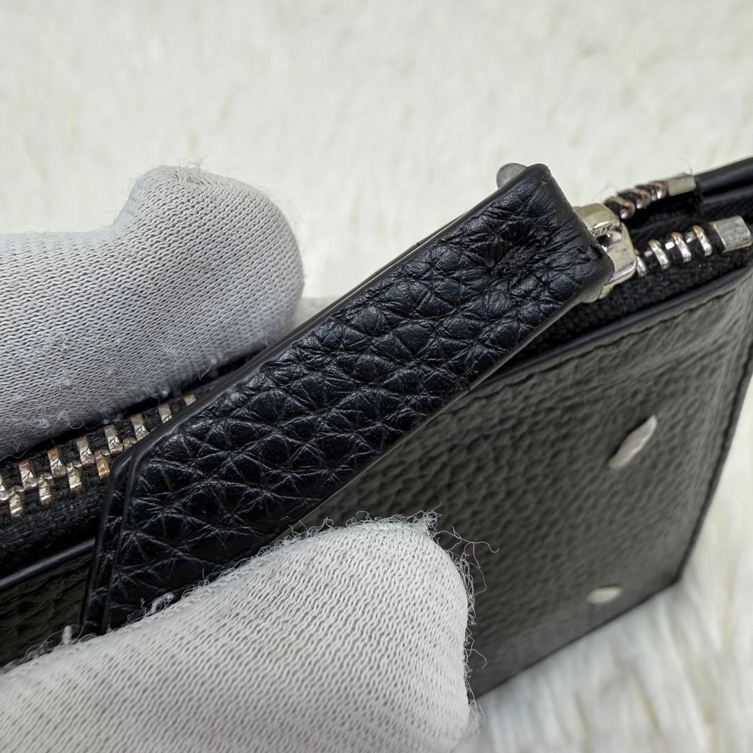 ✨美品✨マルジェラ　マネークリップ　二つ折り　ステッチ　カレンダー　黒 小銭入れ